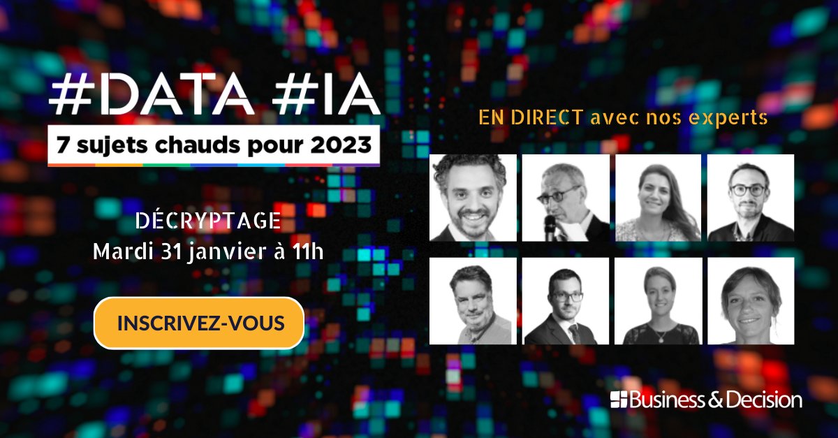 mick_levy's tweet photo. 📣 LAST CALL Webinar #Data #IA 7 sujets chauds pour 2023
⏰Démarrage dans 15 minutes
Il n'est pas trop tard pour vous inscrire 👉 https://t.co/Fi2j9dLCyS
#7SC23 @BD_Group @orangebusiness https://t.co/Q1pWItvC2m