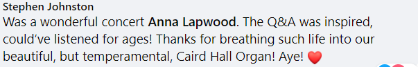 CairdHallDundee's tweet photo. Thanks to the lovely members of the audience who posted supportive comments about their experience at @AnnaLapwood's concert on Saturday. Seeing new faces and old friends was truly uplifting, and we are delighted the first concert celebrating our centenary was so well received. https://t.co/j2eMFFTvNO