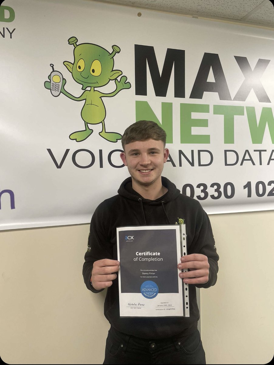 🎉 CONGRATULATIONS DANNY!!! 🎉

Let's start the week off with a positive!

Congratulations to Danny Finlan in our Technical Support Team, who has passed his Advanced 3CX Course!

#congratulations #keepitsimple #itsupportuk #itsupport #3cx #itsupportservices