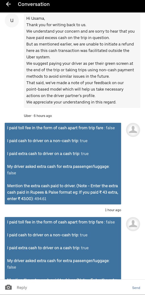 memousama17's tweet photo. I'm trying to explain about the extra payment that I made in cash just because the Amazon Pay method kept showing me an error. And later on the entire ride amount got deducted from my account.
@Uber @Uber_Support @Uber_India https://t.co/7AclRIX1qk
