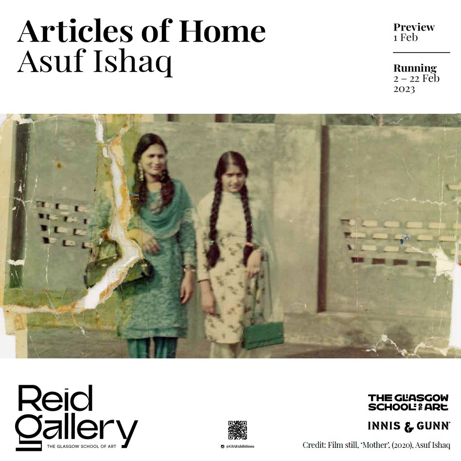 GSAExhibitions's tweet image. This week 'Articles of Home' by Asuf Ishaq opens in Reid Gallery @GSofA 

Ishaq's practice encompasses sculpture, video and sound which unravels personal narratives, emotions, sacrifices and adventure.

Preview: Wed 1 Feb, 5-7pm

eventbrite.co.uk/e/exhibition-p…