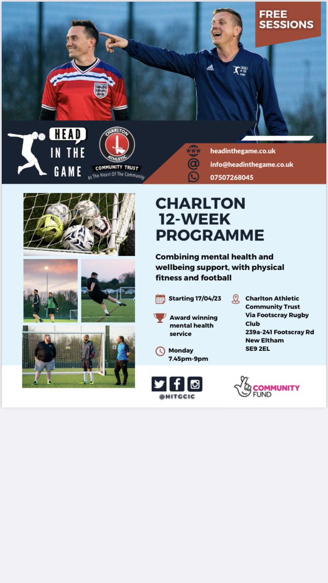 Excited about this new #mentalhealth #football project delivered in partnership with @HITGCIC at our AstroTurf pitch starting April 17th  #neweltham #cafc #MentalHealthMatters