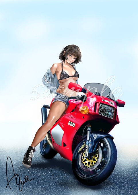 こんばんは、寒いですね(。ŏ﹏ŏ)
しばらく車とかバイクとか描いてないのでそろそろ描いてみようかと思ってます
何がいいかなあ～[壁]_-)
#くそ寒いので水着絵を貼る 