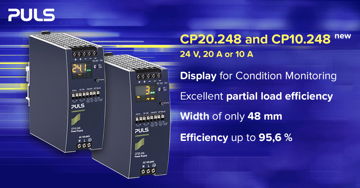 Increase system availability and reduce the time required for fault diagnosis of your manufacturing with the new 24V #powersupplies with monitoring display from #PULS.
Learn more: hubs.li/Q01zz52B0