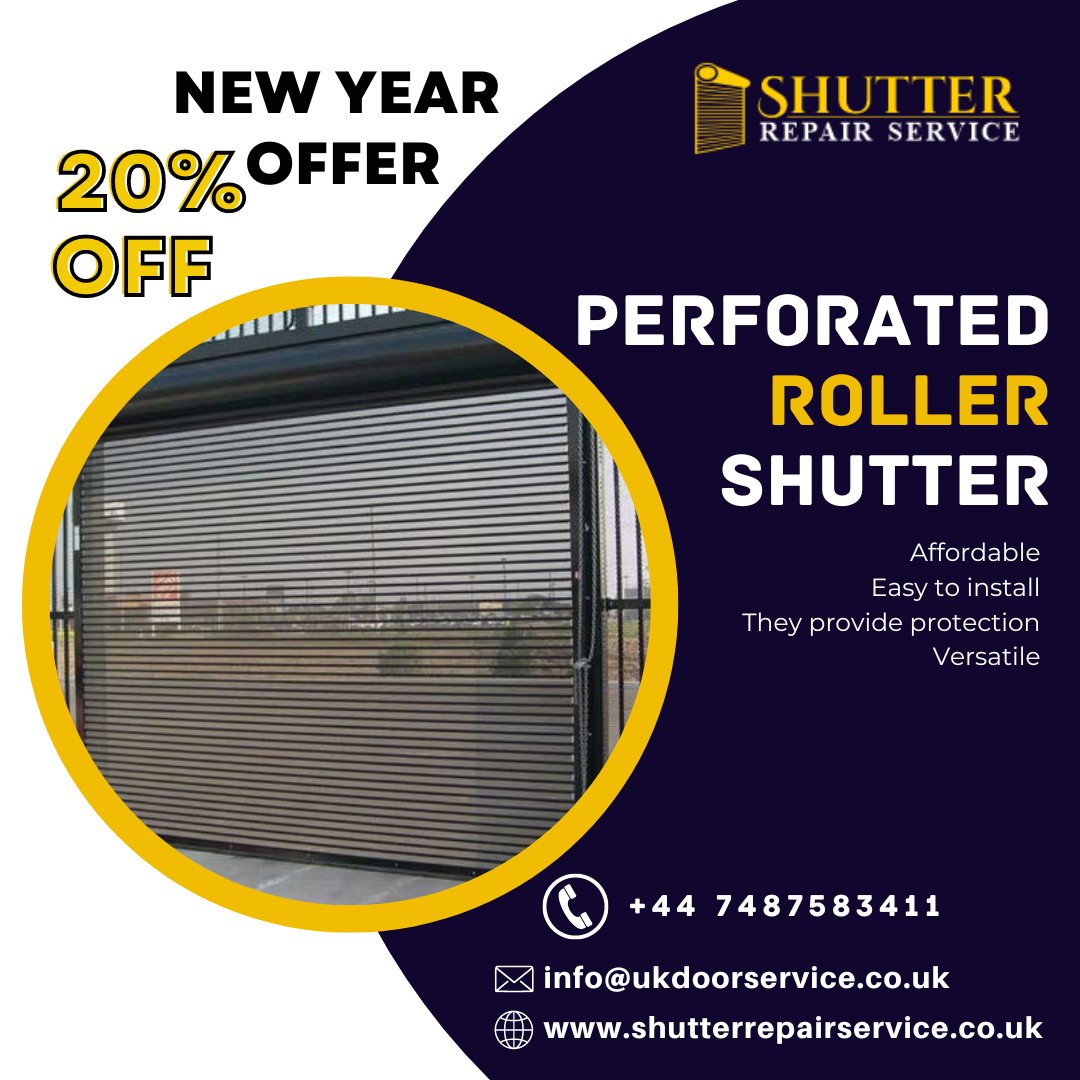 ShutterService's tweet photo. Shutter Repair Service company is proud to offer an exclusive 20% off with our new year offer on perforated roller shutters Call Now: +44 7487583411
Website: https://t.co/CrZPo09yiB
Find Us: https://t.co/wQbrYxuso1
#shutterrepairservice #shopshutter #shopfront #sectionaldoor #uk https://t.co/p1EXR2F6n1