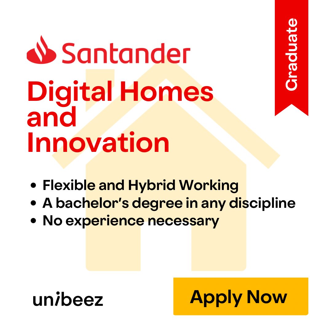 Join Santander on an exciting journey where you’ll learn how to thrive in a fast-paced, exciting, and innovative environment surrounded by dynamic projects and initiatives. 

#santander #jobs #paidwork #graduatework #internships #work #unibeez #students