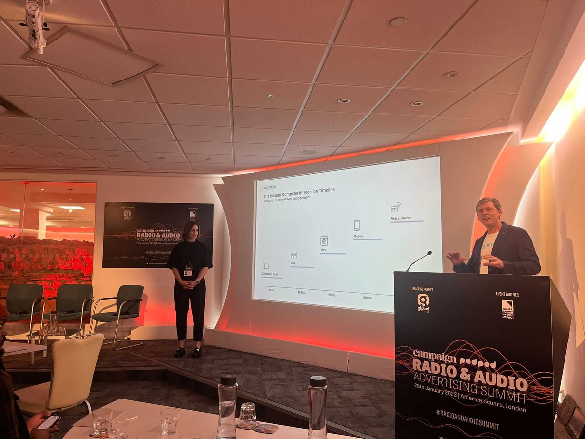 sayitnow_ai's tweet photo. Last week, @CharlesCadbury spoke at Campaign Magazine UK's Radio and Audio Advertising Summit alongside our fantastic client from @pizzahut, Nicola Keane🎤

@HubCampaign 

#ActionableAudioAd #SayItNow #AudioAdvertising #AudioAd #TechIndustry #DigitalAudio #Voice https://t.co/tYR6rFwm75