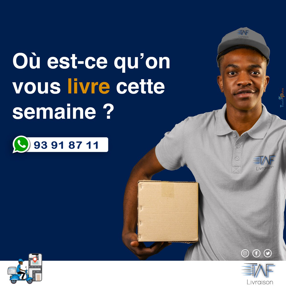 TafTaf Livraison vous souhaite un excellent début de semaine ☕

Confiez nous vos courses au lien wa.link/ctv7nn ou appelez le 800711725.

#LIVRAISONEXPRESS