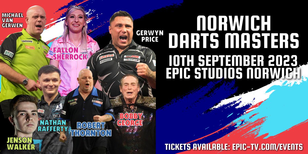 EPICNorwich's tweet photo. Recent announcements include ...  @LotteryWinners #SuperSonix and The Norwich #Darts Masters. Please see our website for details on all the vents coming up @EPICNorwich https://t.co/GFXCgwPEnN https://t.co/twW4SYVsyL