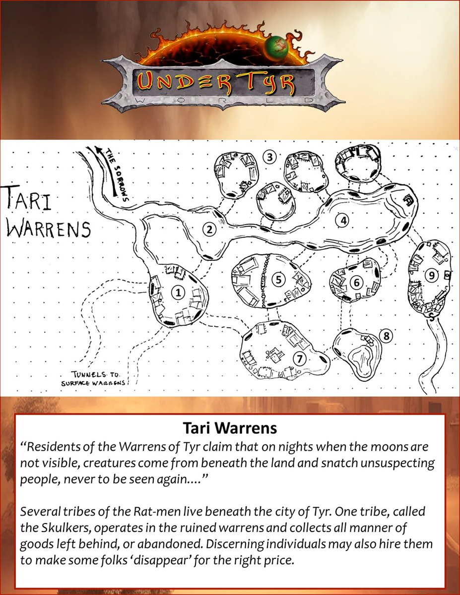 Continuing with Sean McCoy's #dungeon23 challenge. #dnd #ttrpg #darksun

Today we map out the low, narrow tunnels of the Skulkers tribe that lie between the crushed remnants of ancient rubble underneath Tyr's Warrens.

KEEP HOPE ALIVE!