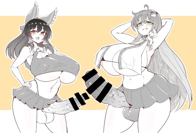[R-18] 【ふたなり】霊夢と早苗ラクガキ #東方 #博麗霊夢 #東風谷早苗 #ふたなり https://t.co/J4qhDYGlkq 