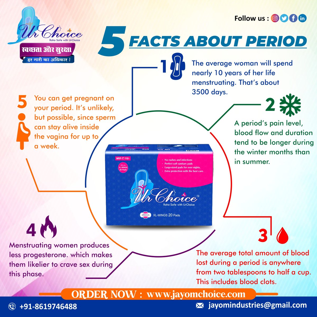 ChoiceJayom's tweet image. There's a lot more to periods than you might expect.
Did you know these five facts about your monthly visitor? Let's take a look.
For more details contact us : 086197 46488
#urchoice #anionnapkin #fastabsorbing #distributor #Distributorship #NightAndDay #SanitaryPads