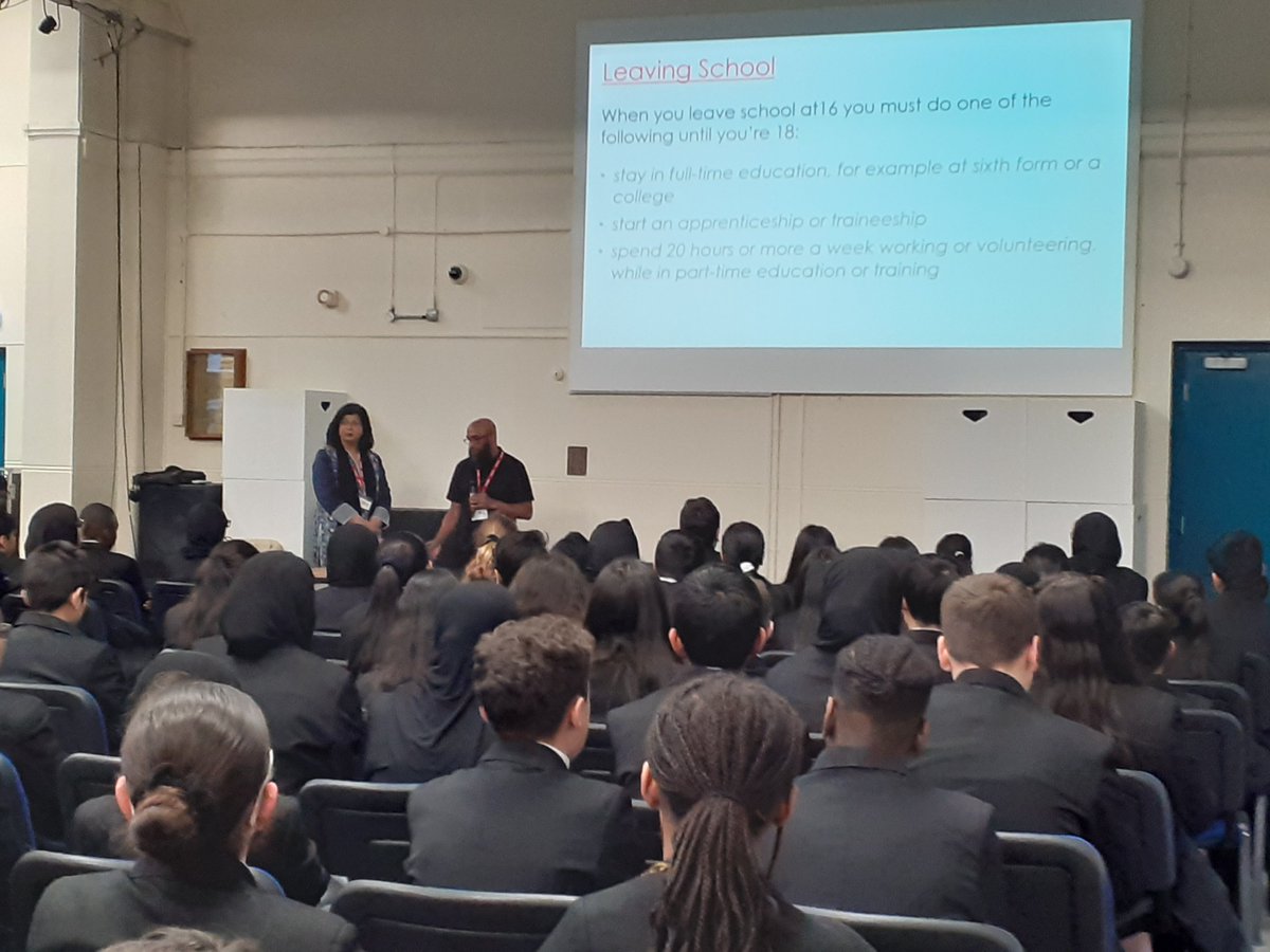 NinestilesTeam's tweet photo. Lets talk about Apprenticeships and T-Levels!  DWP delivered an insightful presentation about future career pathways for Year 7 students @Ninestiles #scalingnewheights#  @DWPgovuk https://t.co/9wlpHLB6VJ