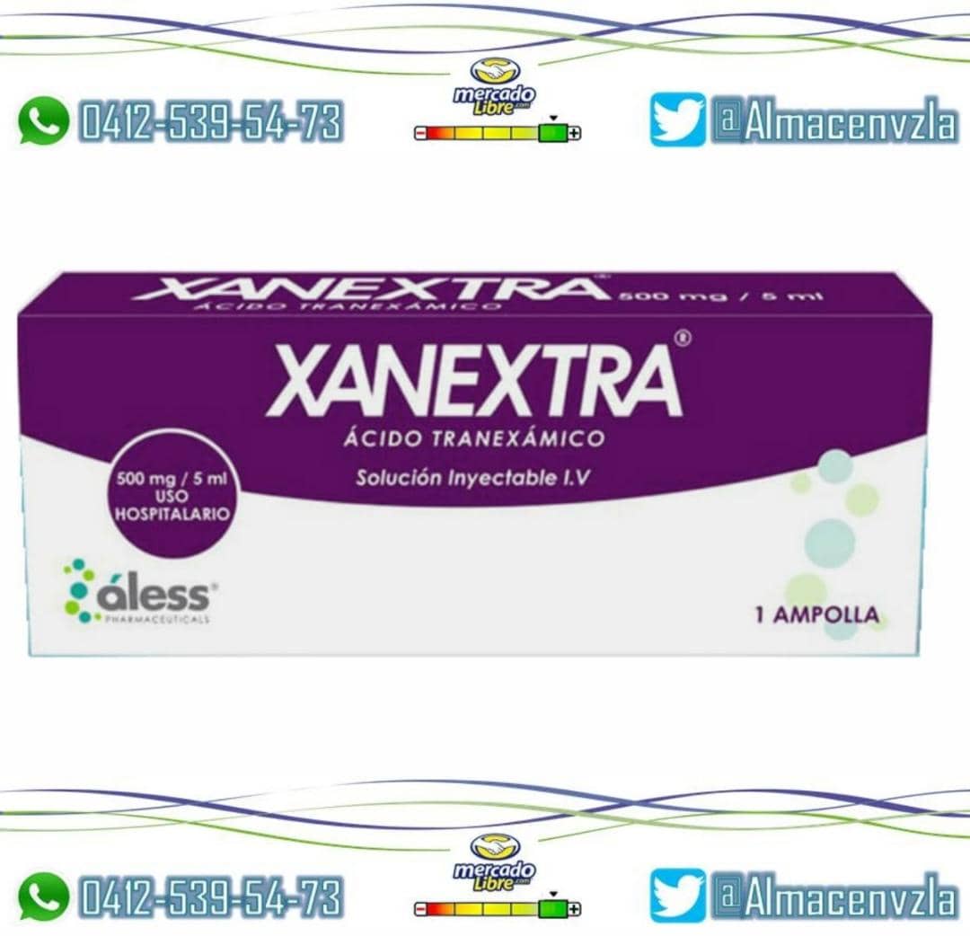 Disponible Xanextra (Ácido Tranexámico) 500mg ampolla 

#Xanextra #AcidoTranexamico #Almacen #Medicinas #Venezuela