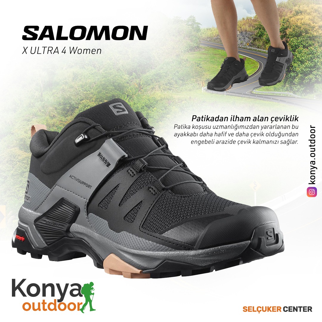 SALOMON X ULTRA 4 WOMEN 

#konyaoutdoor #giyim #tekstil #bayangiyim #ayakkabı #yaz #selçukercenter #konya #outdoor #salomon