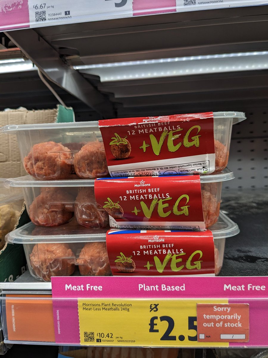 Annatheforager's tweet photo. Funny looking product in the vegetarian and vegan section in Banbury @Morrisons https://t.co/usLkUKsKK6