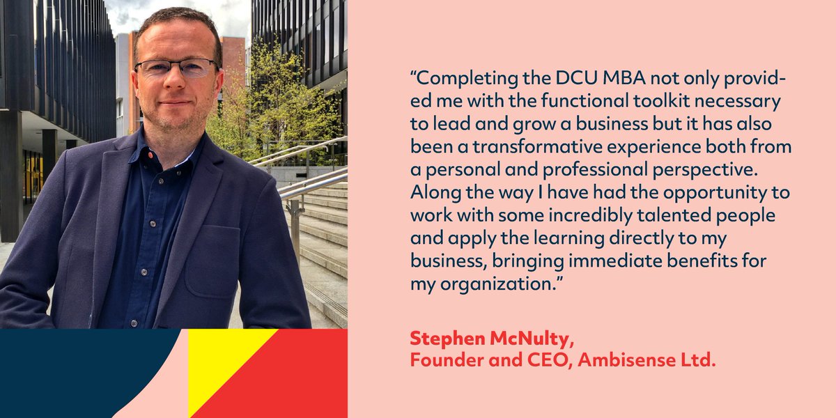 BusinessDCU's tweet photo. Stephen McNulty, Founder and CEO of @ambisense_ltd, talks about his experience on the @DCU Business School Executive MBA programme.
Looking to learn more about this programme? Join our webinar this Thursday, 2nd February.
Register here: https://t.co/oCkKcBxZyO
#EMBA #DCUMBA https://t.co/rSmywWPNIh