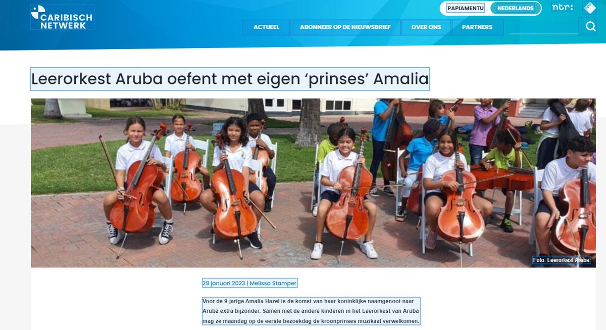“Soms noemt mijn moeder me ook prinses.” De Arubaanse Amalia is best nerveus voor de grote dag. Maar vandaag gaat zij de kroonprinses welkom heten, samen met de andere kinderen van <a href="/LeerorkestA/">LeerOrkest Aruba</a>  Aruba van de Prinses Amalia-school!  De generale repetitie? bit.ly/40h5SbI