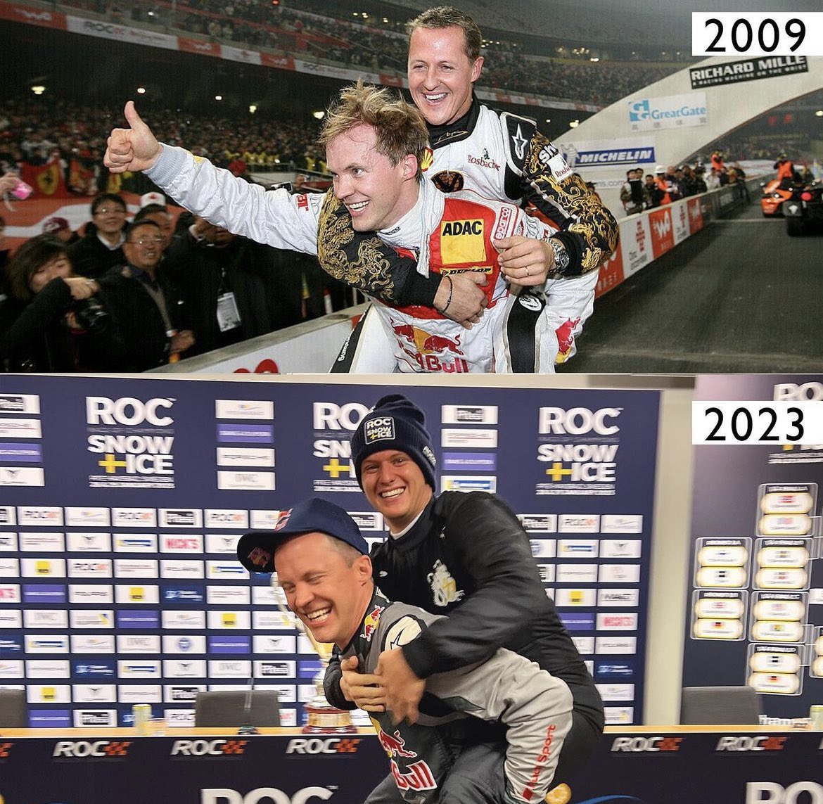 poesiadeimotori's tweet photo. Sai che c’è? 
la nostra foto mi emoziona ancora 
Penso che 
il tempo è solamente una bugia 
io non so te 
Lo inganno sempre con la nostalgia.

📸: @mattiasekstroem 

#ROCSweden #Schumacher #Ekstrom https://t.co/D6YCvKdqta