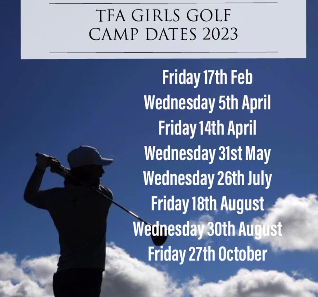 Our Girls golf camp dates for 2023🏌️‍♀️They all run from 10-1pm apart from Friday 17th Feb which will be 9-12pm. The camps are £25 per child. We only have 2 spaces remaining for Friday 17th Feb 9-12pm.