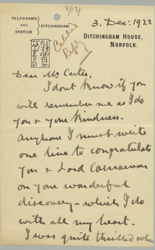 Hermes1861's tweet photo. Letter from Sir Rider Haggard in Norfolk to Howard Carter congratulating him on the discovery of the tomb of King Tut, sent 100 yrs ago.
Sir Rider Haggard, was an English writer of adventure fiction romances set in exotic locations and a pioneer of the lost world literary genre. https://t.co/9Lu98oz0Jj