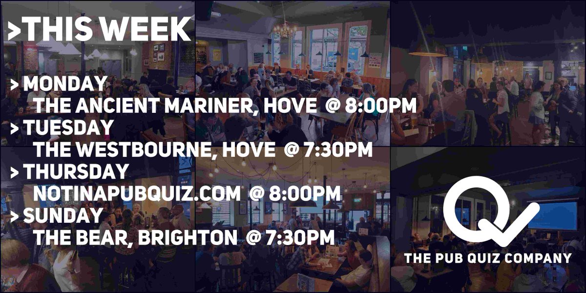 PubQuizCo's tweet image. Coming up this week #pubquiz #quiznights #london #brighton #hove