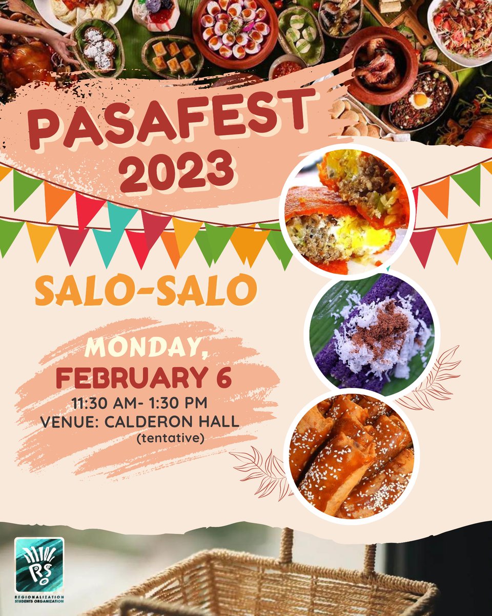 RsoUpmed's tweet photo. Tara na’t mag salo-salo na! 🍽️ 

Ang Pasafest ang annual pakain ng RSO para sa UPCM community. 🥙🥗 Kilalanin ang kultura ng iba’t ibang rehiyon at tikman ang mga samu’t saring pagkaing lokal 🇵🇭

Kita-kits! 

#FTNTTR #RSOPasafest https://t.co/U31k2dhBca