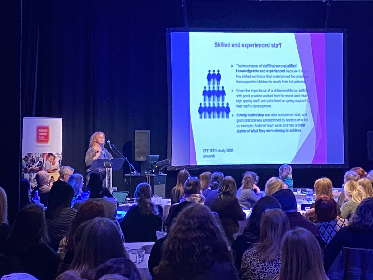 GalwayMr's tweet photo. @SwailesRuth offers the not-at-all Earth-shattering revelation that skilled, experienced, well trained staff makes all the difference. @Literacy_Trust Talk To Your Baby EY conference #TTYB23 https://t.co/8D1aAkEUj3