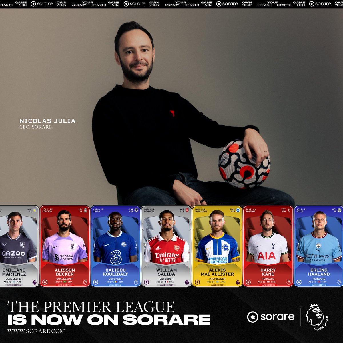 Nicolas Julia (@ni2las) on Twitter photo The team and I at <a href="/Sorare/">Sorare</a> are beyond excited to announce an exclusive, deep partnership with the Premier League 🔥
What a crazy ride to get there, from our club deal with West Ham in 2019 to onboarding the 20 clubs of the football heavy-weight, watched by 800m+ in the world 🤯 The team and I at <a href="/Sorare/">Sorare</a> are beyond excited to announce an exclusive, deep partnership with the Premier League 🔥
What a crazy ride to get there, from our club deal with West Ham in 2019 to onboarding the 20 clubs of the football heavy-weight, watched by 800m+ in the world 🤯