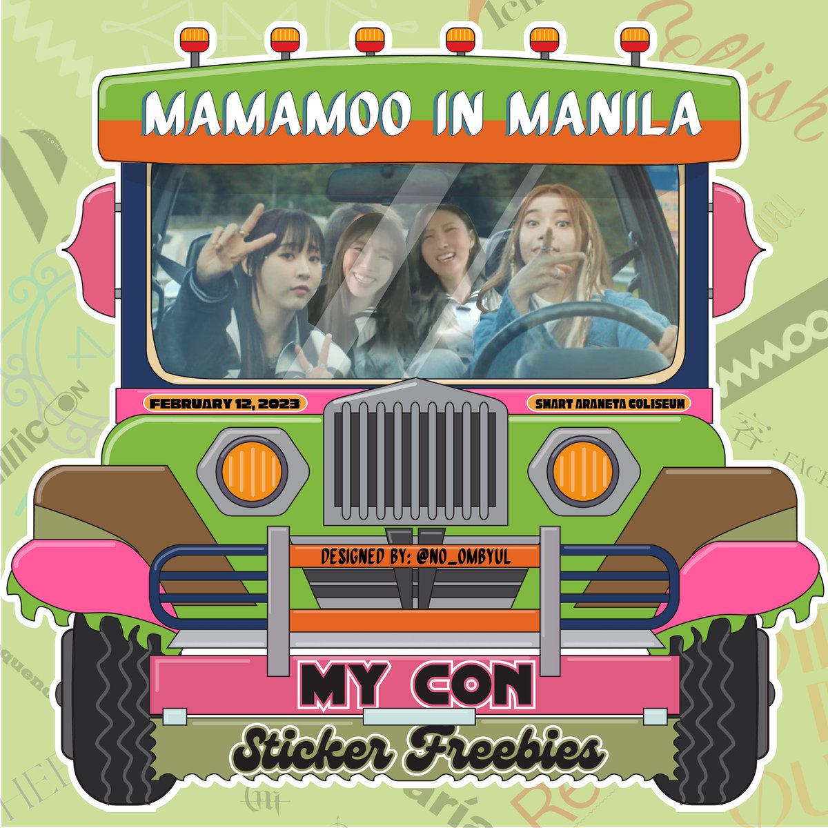 no_ombyul's tweet photo. ETO NA!! ❤️‍🔥 BASTA DRIVER SWEET LOVER ❤️‍🔥 eme!

Hello ebriwan I’ll be giving away MAMAMOO JEEPNEY SIGN-INSPIRED STICKERS on Feb 12! 🎉 Read details below ⬇️

Also check next tweets for the designs available. 👀

Designs by me: @no_ombyul 🤣
#MYCONinMNL 
#MAMAMOOinPH 
#MAMAMOO_MyCon https://t.co/kih8olyPpD