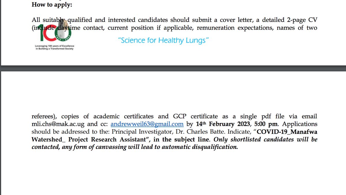 Lung_Institute's tweet photo. @Lung_Institute  seeks to recruit 10 Research assistants to assist in the data collection and implementation of project activities in the districts of Bududa, Butaleja, and Manafwa.
For more Details https://t.co/wEk2fWBHaL https://t.co/jXgVUKiA2S