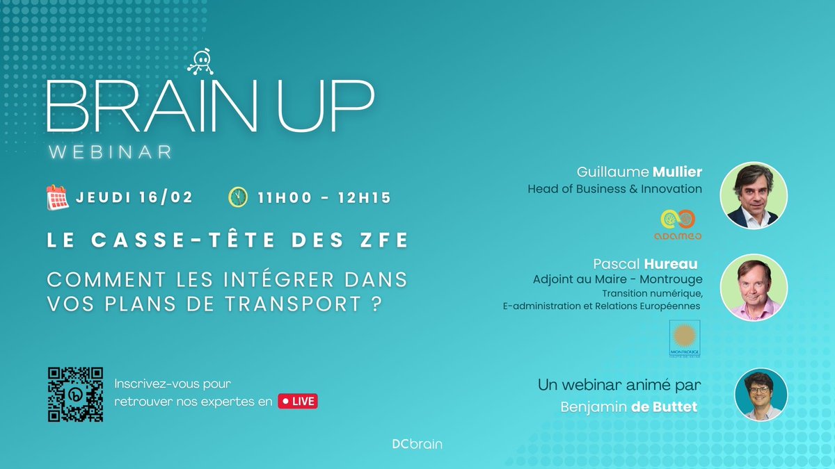 [📣 BRAIN UP] 𝗥𝗲𝗻𝗱𝗲𝘇-𝘃𝗼𝘂𝘀 𝗝𝗲𝘂𝗱𝗶 𝟭𝟲/02 𝗮̀ 𝟭𝟭𝗵 𝗽𝗼𝘂𝗿 𝗮𝗯𝗼𝗿𝗱𝗲𝗿 𝗹𝗲 𝘀𝘂𝗷𝗲𝘁 𝗱𝗲 𝗹'𝗶𝗻𝘁𝗲́𝗴𝗿𝗮𝘁𝗶𝗼𝗻 𝗱𝗲𝘀 𝗭𝗙𝗘-𝗺 𝗱𝗮𝗻𝘀 𝘃𝗼𝘀 𝗽𝗹𝗮𝗻𝘀 𝗱𝗲 𝘁𝗿𝗮𝗻𝘀𝗽𝗼𝗿𝘁. Pour des réponses à vos questions 👉 bit.ly/3iXTFrD