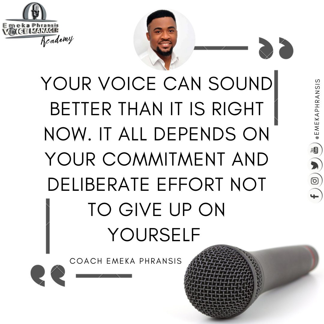 emekaphransis's tweet photo. "Your VOICE can sound better than it is right now. It all depends on your commitment and deliberate effort not to give up on yourself" ~ Coach @emekaphransis

Train with us today and see a huge difference in your singing ability. https://t.co/QdINNsauwq