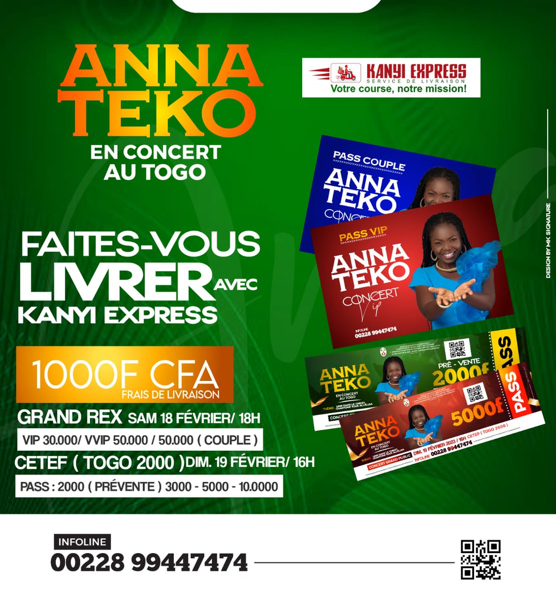 KanyiExpress's tweet photo. lieu en premier lieu le Samedi 18 Février 2023 à 18H au Grand Rex Lome en mode VIP. Entrée pour les VIP: 30.000 FCFA et VVIP: 50.000 FCFA.

En second lieu, un concert grand public aura lieu le Dimanche 19 Février 2023 au CETEF TOGO. ⤵️ https://t.co/dkRZudduXa