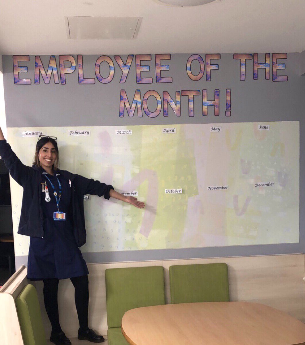 Shahana_RMN's tweet photo. After lots of cutting out, we finally completed our employee of the month wall! A winner will be chosen at the end of the month and be given a certificate &amp; gift to show our appreciation for all their hard work 🥰 this can include our wonderful students &amp; domestics @Worden_Ward https://t.co/MGCqgTYP6I