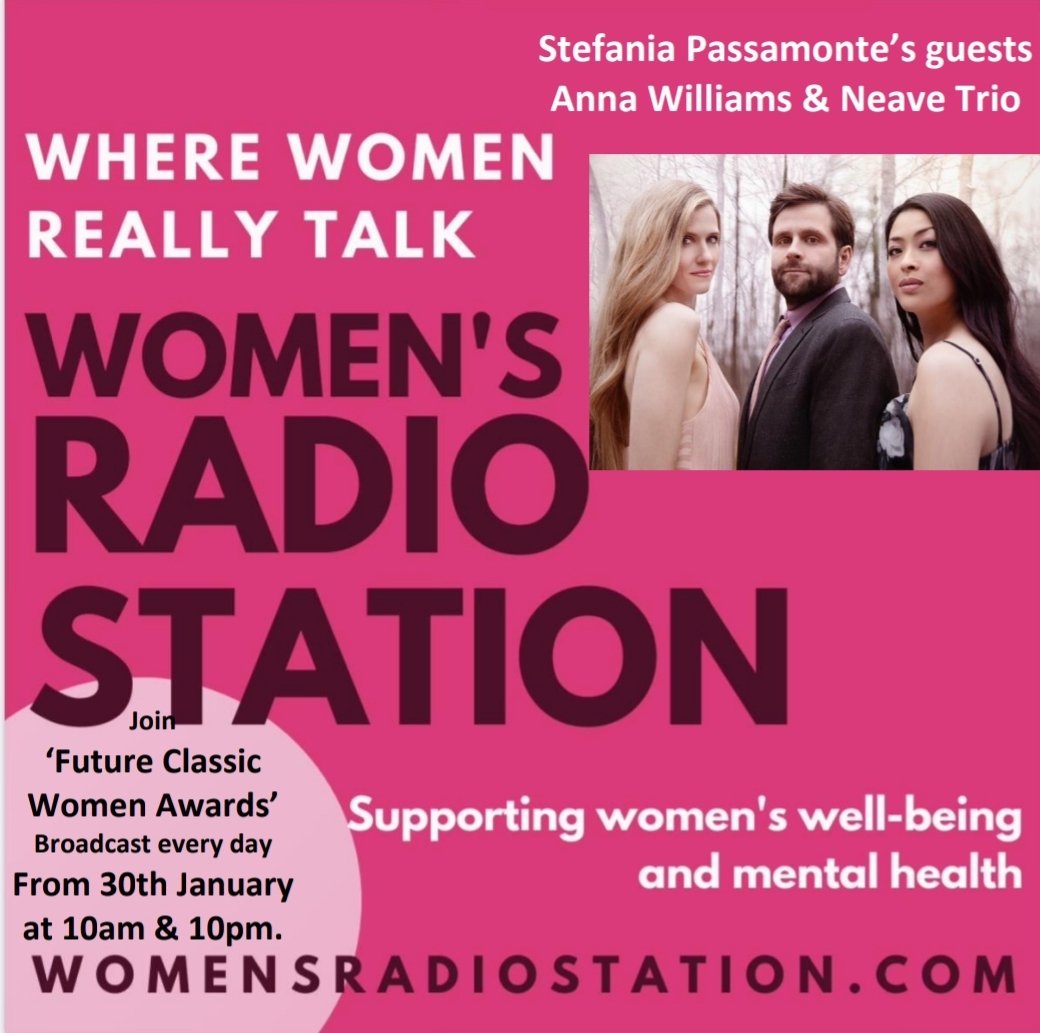 stefpassamonte's tweet photo. Join me in now on the award winning #WomensRadioStn to listen to the new nominee of Future Classic Women Awards: Anna Williams with her Grammy nominated Neave Trio! Live everyday at 10am and 10pm on https://t.co/OiV5vRC5E8
#AnnaWilliams #MikhailVeselov #EriNakamura #NeaveTrio https://t.co/BNEC13qrX6