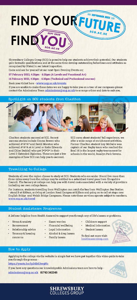 Read the poster below about success stories of Charlton students at @ShrewsColGroup. Book your open day place here scg.ac.uk/events #post16 #nextsteps