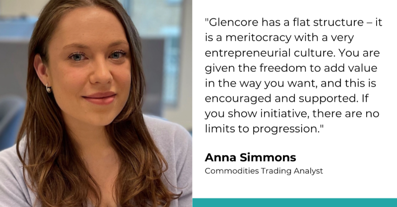 Glencore's tweet photo. Anna Simmons is a #Commodities #Trading Analyst at Glencore - an intellectually stimulating and rewarding role that utilises a range of skills.

Read more about her experience to see if you too could be a good fit for the trading floor: