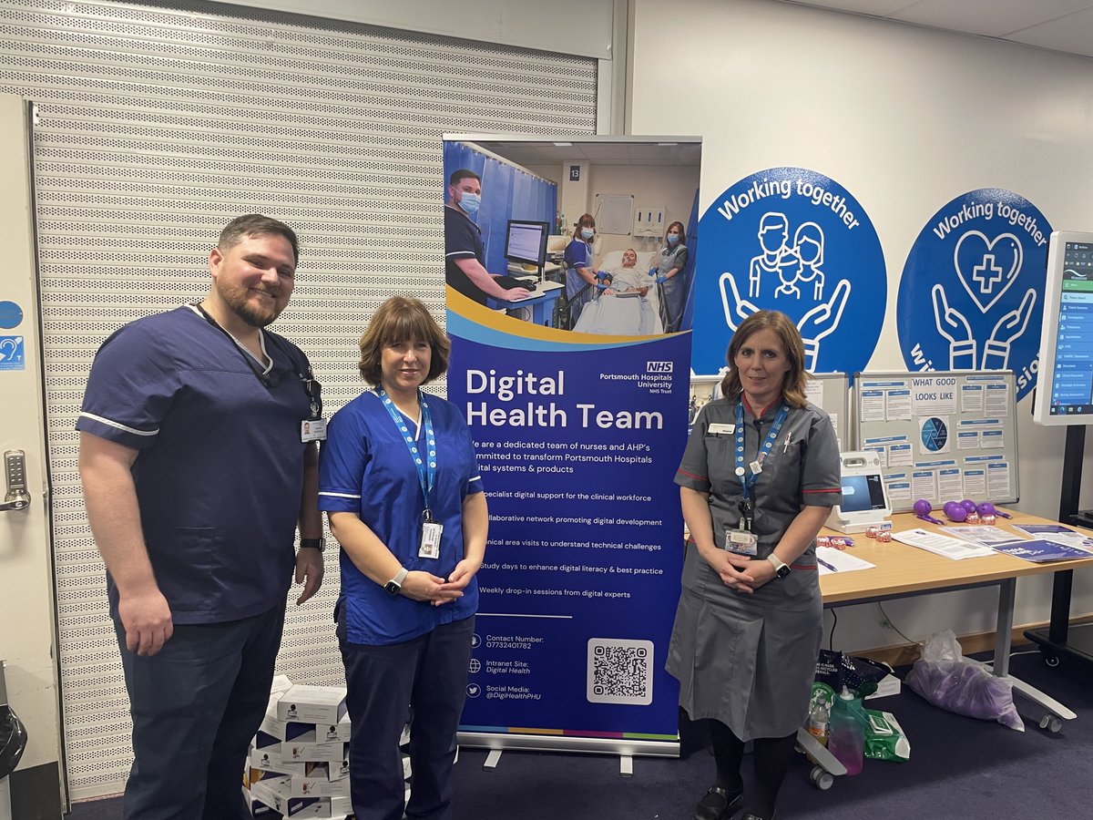 PHUDIGITAL's tweet photo. It's Digital Health Roadshow day🎉

All @PHU_NHS staff encouraged to drop by until 4pm today to learn all things digital

Join us in the Lecture Theatre on E-Level at QA Hospital 📍

#PHUDigitalHealthRoadshow #DigitalTransformation https://t.co/QgAbMahTNx