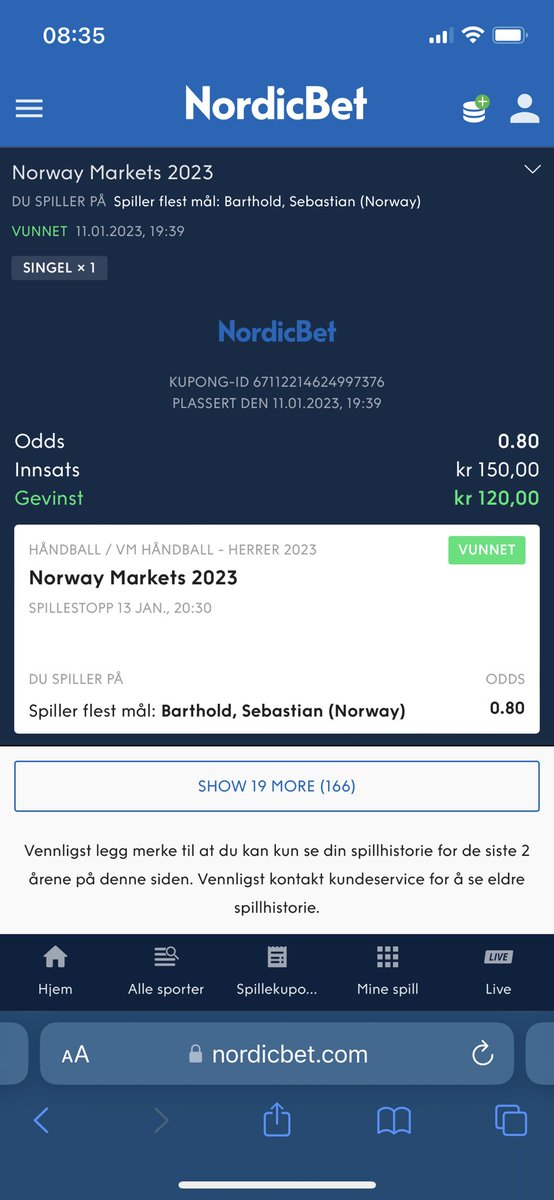 Hei @NordicBetInt hva er dette for noe?
Ble ikke Barthold norsk toppscorer?
Husker ikke hva oddsen var, men den var ikke 0.8 😐