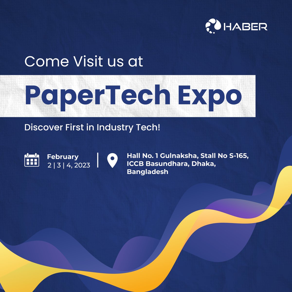 HABER_TECH's tweet photo. Haber will be present at PaperTech Expo, in Bangladesh.
So see you at Stall S-165, Hall 1, ICCB, Dhaka from February 2-4, 2023!

For more Details, visit: https://t.co/NYj9gsxyrr

#convention #bangladesh #pulpandpaper #industrialautomation #haber #papertech https://t.co/U7M1T6zTlp