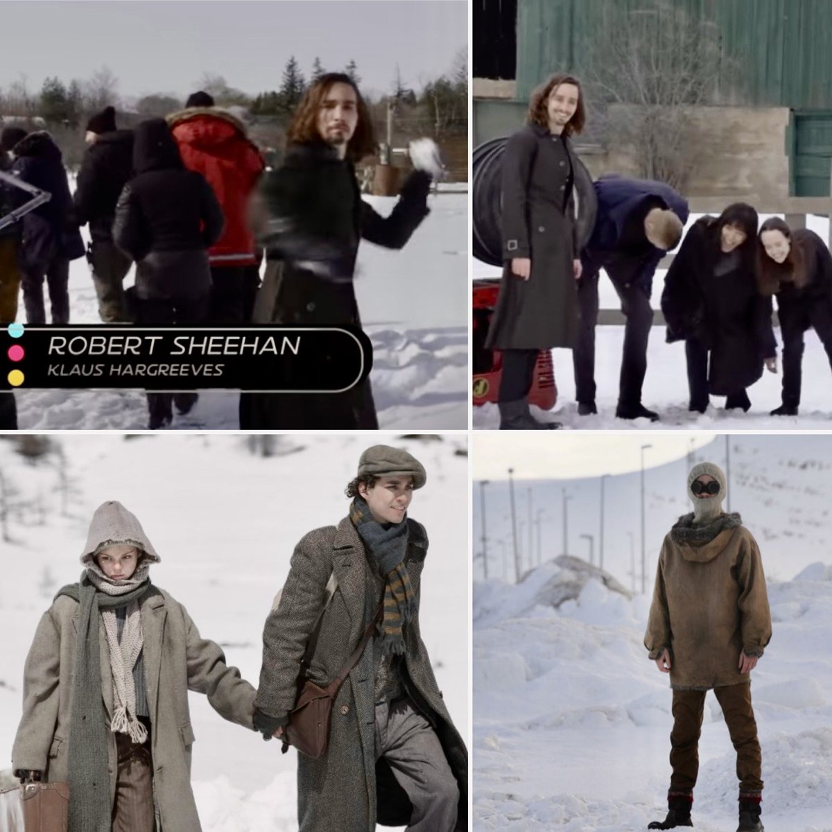 If the weather in Canada causes any problems when filming TUA S4 the cast & crew will cope -they’ve had practice!Jeremy Webb directed the ‘Snowmaggedon’ S2E10 so he’s used to wintry weather. Other pics show Robert Sheehan while filming ‘Anita B’ and ‘Fortitude’ in the snow.©