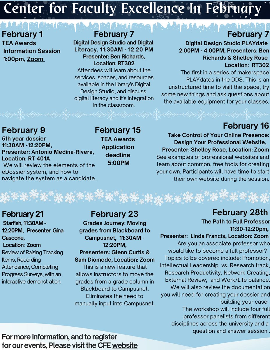CfeCsu's tweet photo. Check out the upcoming events for the CFE in February! @CLE_State #csufaculty https://t.co/XSL4oe4hxu