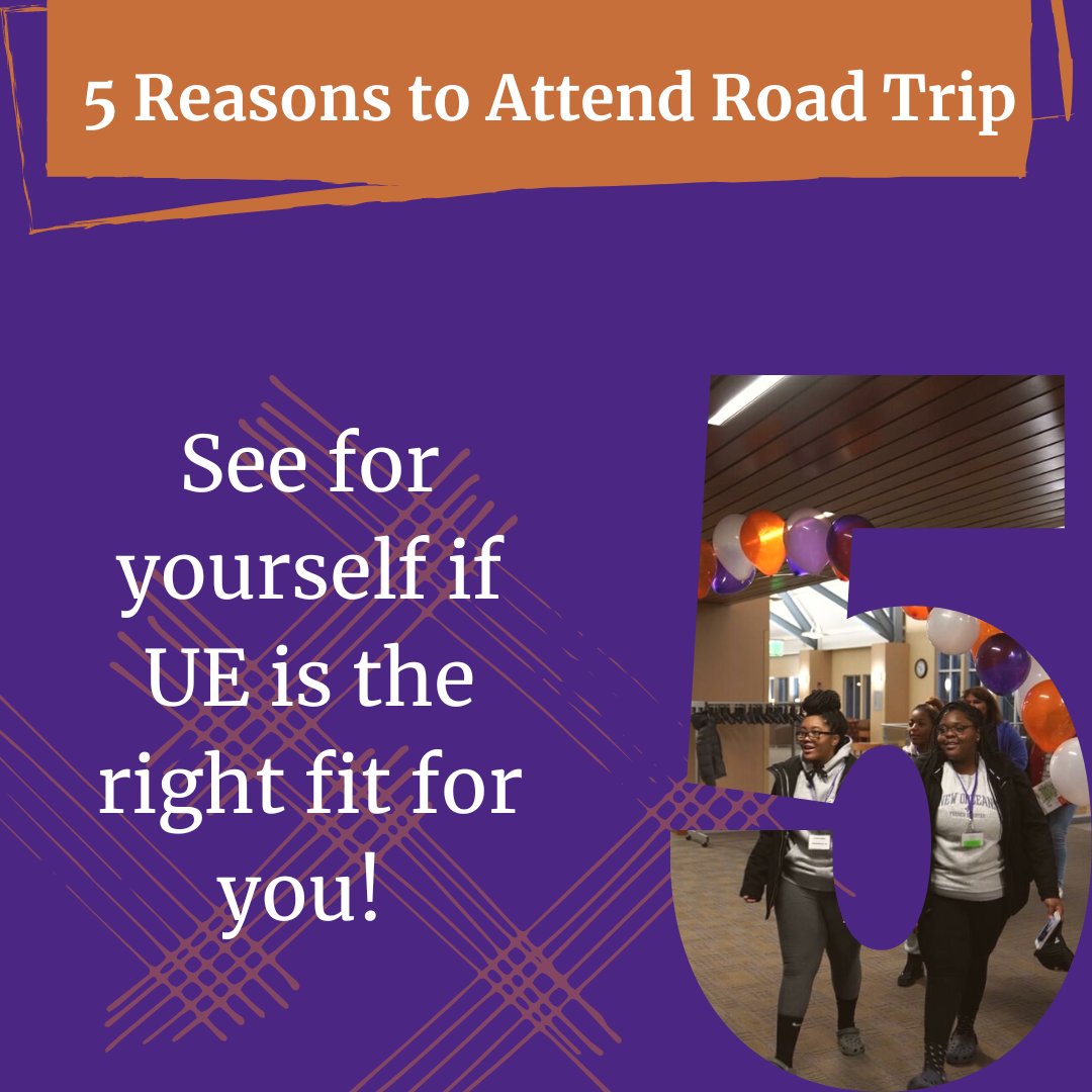 UEAdmission's tweet photo. Ultimately, we want to help you see if UE is the school for you. That's what Road Trip is all about! Have you registered yet? https://t.co/DNMHMspyuL