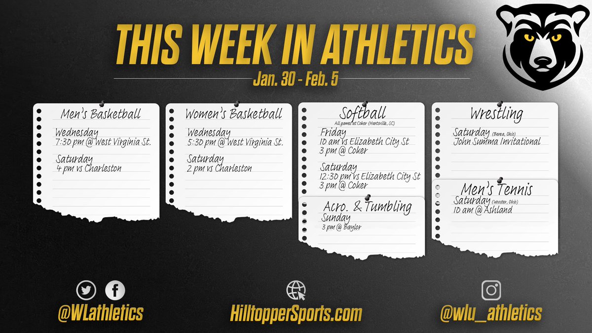 WLathletics's tweet image. ☀️ Spring sports have entered the chat

• @WLU_Softball Opening Weekend in SC
• @wlu_acrotumb begins season at Baylor
• @WLU_MTennis first serve at Ashland
• A big week for @WLU_Hoops
• @WLU_Wrestling is back at it Saturday

🗓️ bit.ly/Week-Of-1-30-2…

#GoWLU