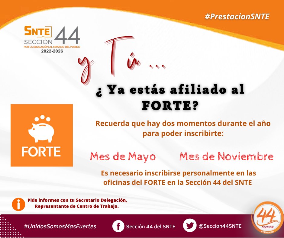 Seccion44SNTE's tweet photo. #𝕊ℕ𝕋𝔼𝕊𝕖𝕔𝕔𝕚𝕠𝕟𝟜𝟜🟠
#𝟜𝟜𝔻𝕦𝕣𝕒𝕟𝕘𝕠🦂
#𝔽𝕆ℝ𝕋𝔼🪙
ᴇꜱ ɴᴇᴄᴇꜱᴀʀɪᴏ ᴀꜱɪꜱᴛɪʀ ᴀ ʟᴀꜱ ᴏꜰɪᴄɪɴᴀꜱ ᴅᴇʟ ꜰᴏʀᴛᴇ ᴘᴀʀᴀ ʟʟᴇɴᴀʀ ᴜɴ ꜰᴏʀᴍᴀᴛᴏ ᴅᴇ ɪɴꜱᴄʀɪᴘᴄɪÓɴ ꜱɪ Qᴜɪᴇʀᴇꜱ ɪɴᴄᴏʀᴘᴏʀᴀʀᴛᴇ ᴀ ᴇꜱᴛᴇ ꜰᴏɴᴅᴏ.

ʀᴇQᴜɪꜱɪᴛᴏꜱ 👇🏼: https://t.co/IDLzjvwhwM