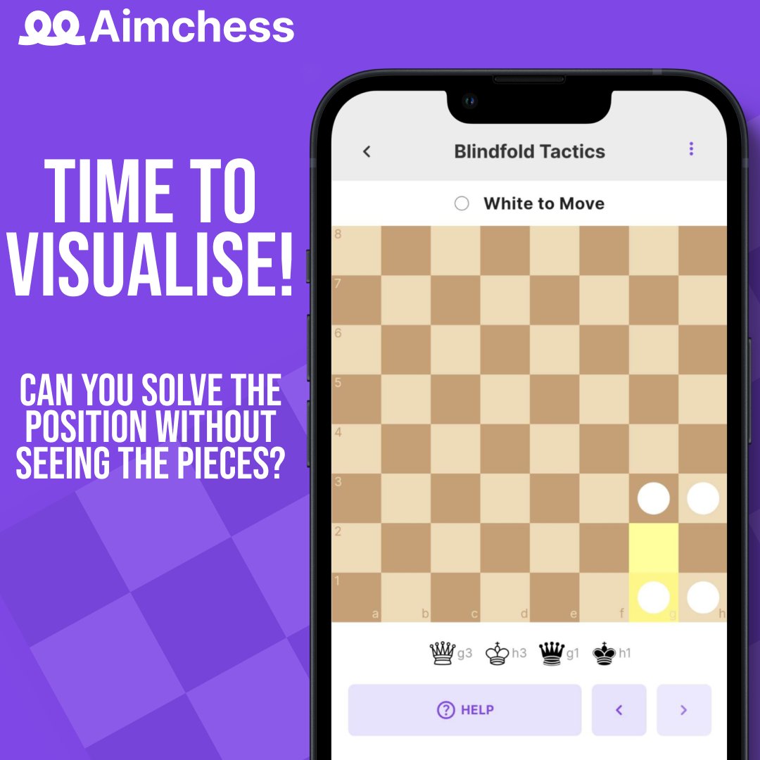 Are you ready to test out your Visualisation?

Here is one of our Blindfold Tactics exercises!

If you enjoy these exercises you can get even more of these in the Aimchess Training Room!

#chess