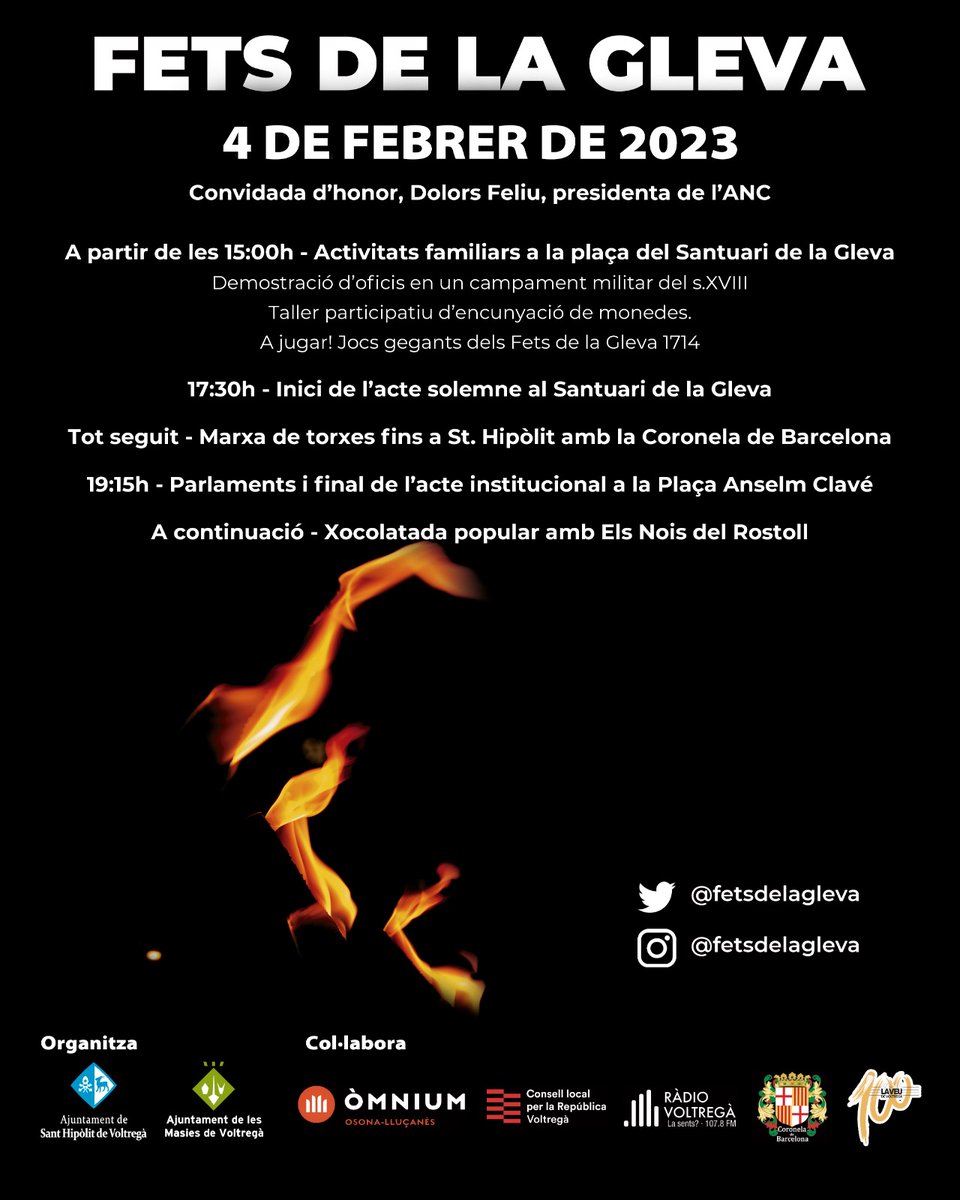 fetsdelagleva's tweet photo. 🔴Atenció!🔴

Aquest dissabte dia 4 de febrer tornen els Fets de la Gleva de l'edició 2023. Amb Dolors Feliu, presidenta de l'ANC. https://t.co/ABLHkBbXP6