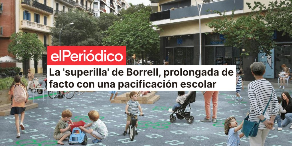 El c/Comte Borrell connectarà amb el futur projecte La Industrial+, un espai obert al veïnat que es transformarà en una superilla a l'#EsquerraEixample 🌱

Mentre això arriba, donem prioritat a les famílies protegint l'@escolaipsi, creant un entorn segur i amb ➖  contaminació 👨‍👧