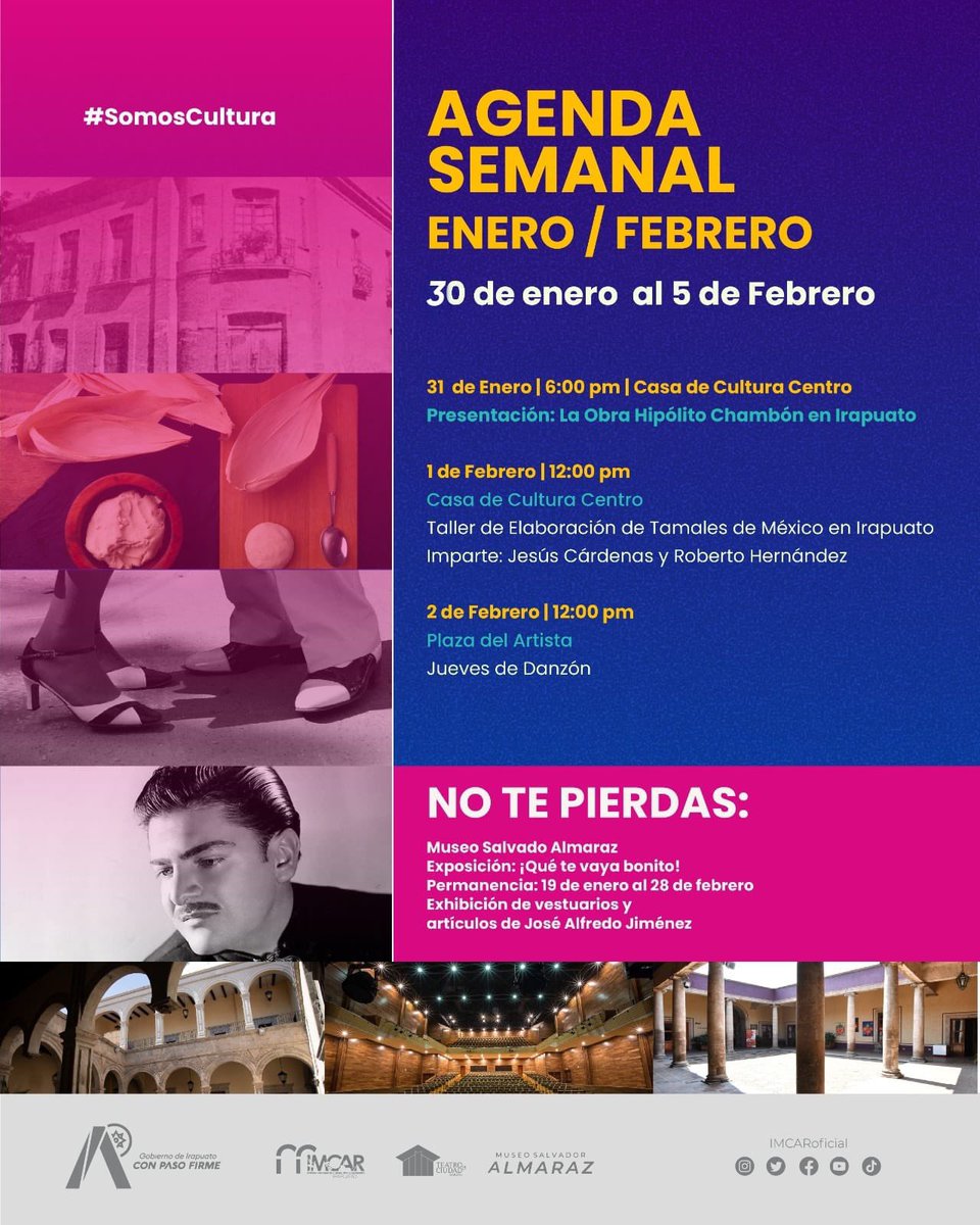 ¡En #Irapuato sí hay cultura! No te pierdas la agenda de eventos de esta semana. #SomosCultura.